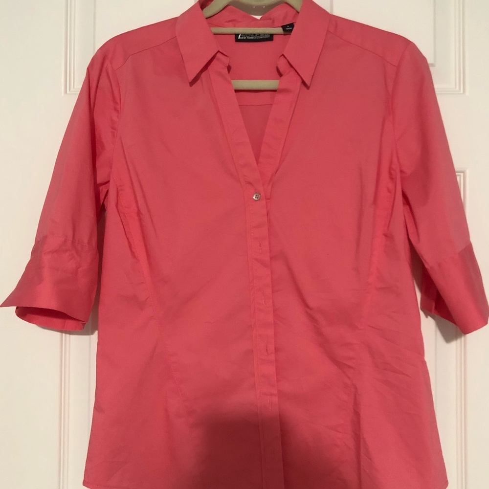 Pink Crop sleeve Cute Button Down Shirt
